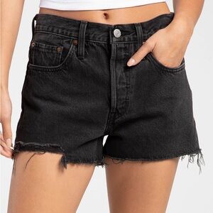 Levi's 501 Black Denim Shorts Distressed High-Waisted New with Tags Grunge